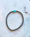 The Mykonos Cross Stacker | Turquoise Cross & Silver Hematite Bracelet