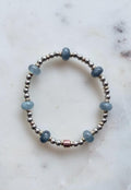 The Athena- Blue Apatite Gemstone Bracelet | Mixed Metal Accents, Stacking Coastal Jewelry