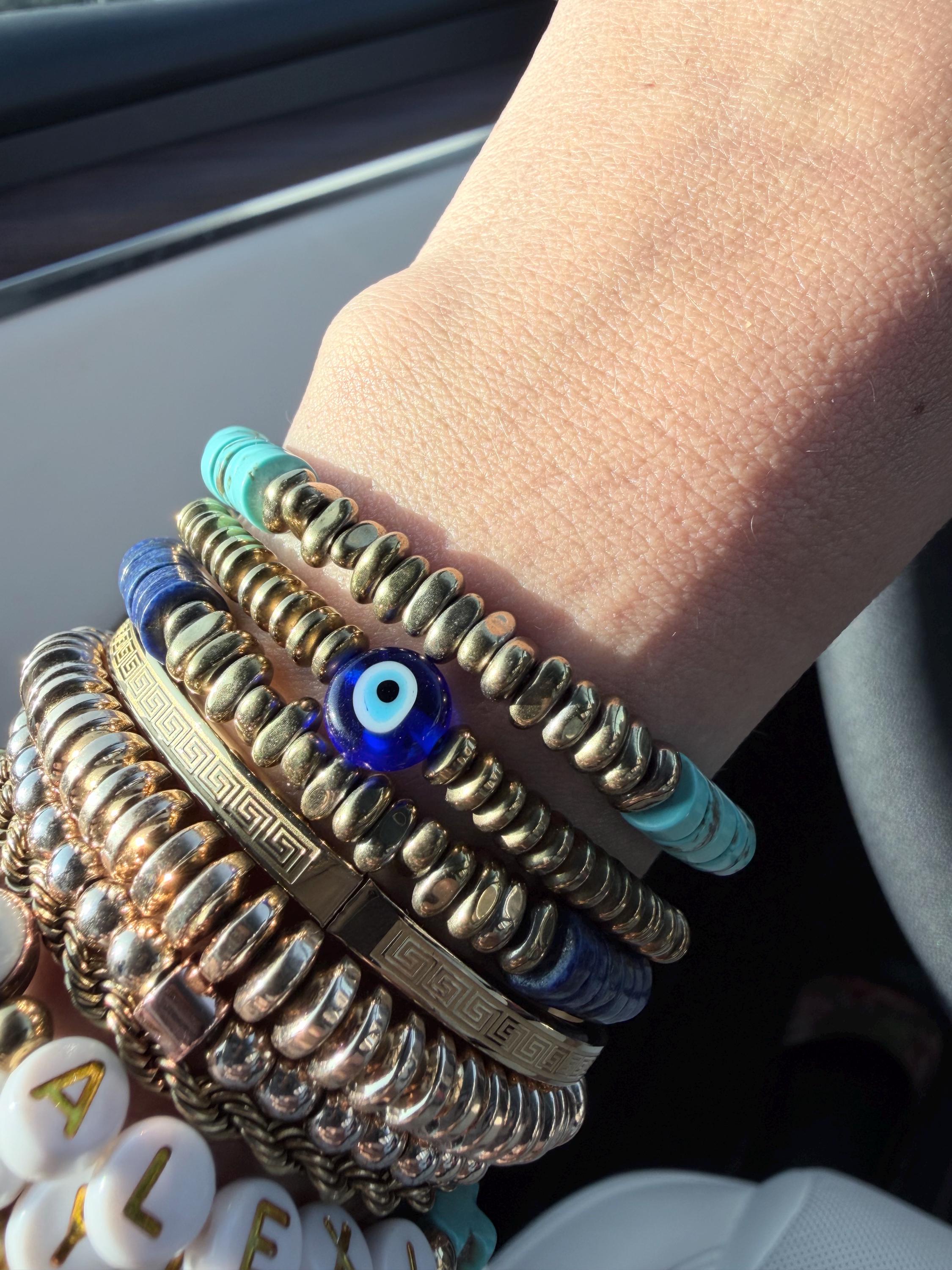 The Aegean Collection | Galini & Aegean Gemstone Bracelets | Turquoise or Navy Blue Bracelet | Greek-Inspired Stretch Bracelet