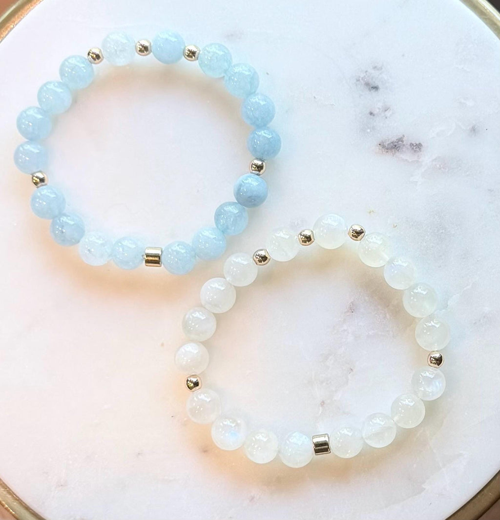 The Soul Collection | Aquamarine, Moonstone & Labradorite Gemstone Bracelets | Greek Inspired Jewelry | Handmade Beaded Bracelet