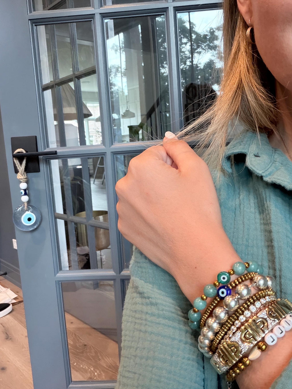 The Crete | Blue Chalcedony Evil Eye Bracelet | Handmade Greek-Inspired Gemstone Bracelet | Protection Jewelry | Gift for Her