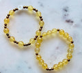 The Symi Sunset Stack | Handmade Citrine Gemstone Bracelet Set | Greek-Inspired Jewelry | Mother of Pearl Cross Archangel Michael Panormitis
