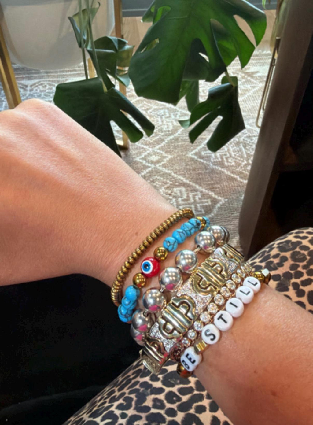 The Mykonos Stacker | Gold Hematite Rondelle Bracelet