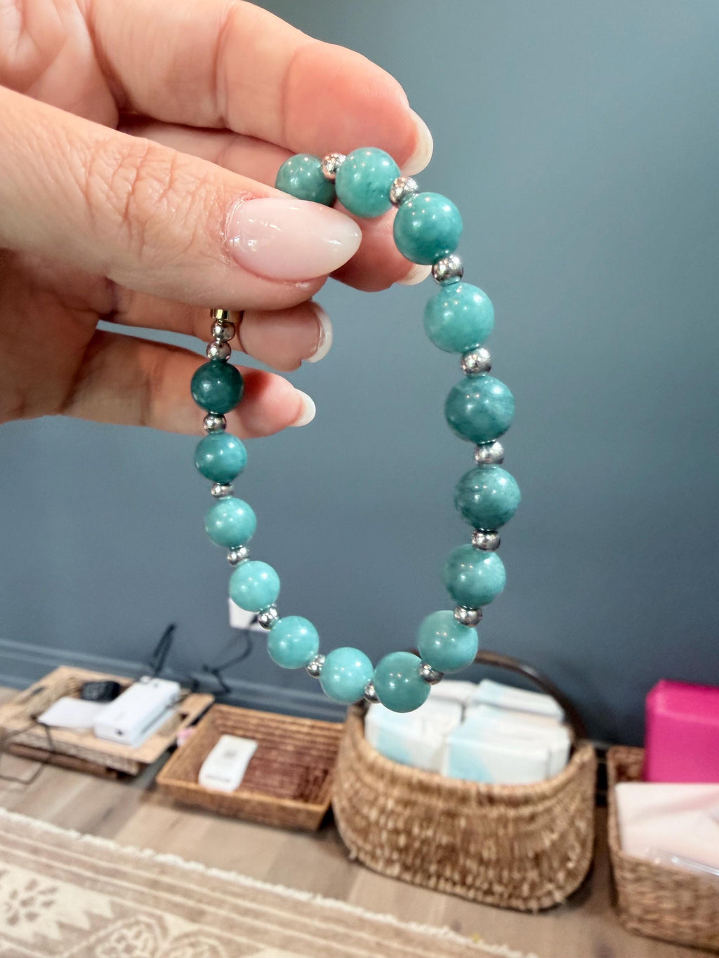 The Crete | Blue Chalcedony Evil Eye Bracelet | Handmade Greek-Inspired Gemstone Bracelet | Protection Jewelry | Gift for Her