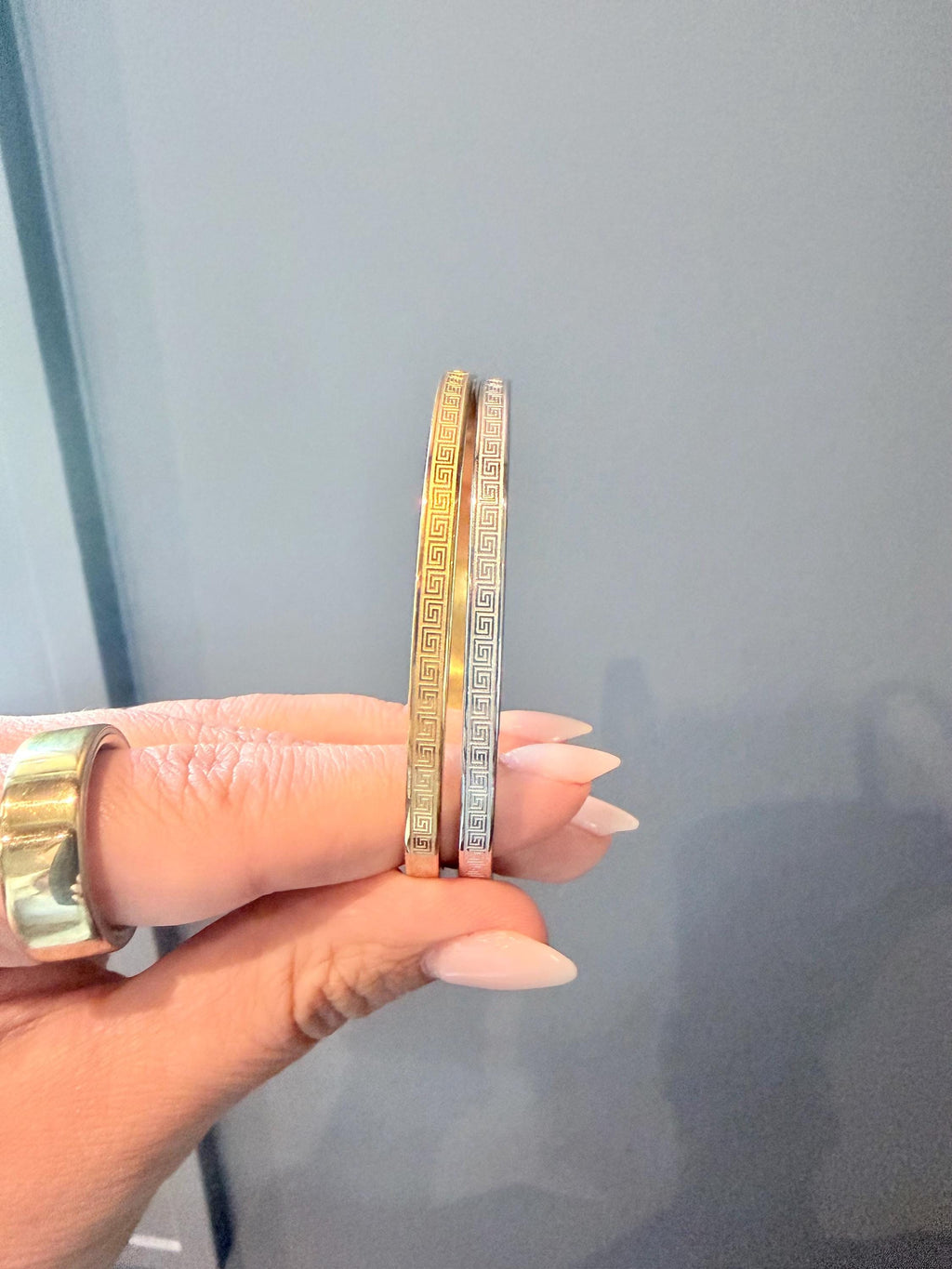 The Hellenic Bangle | Stainless Steel Greek Key Bangle