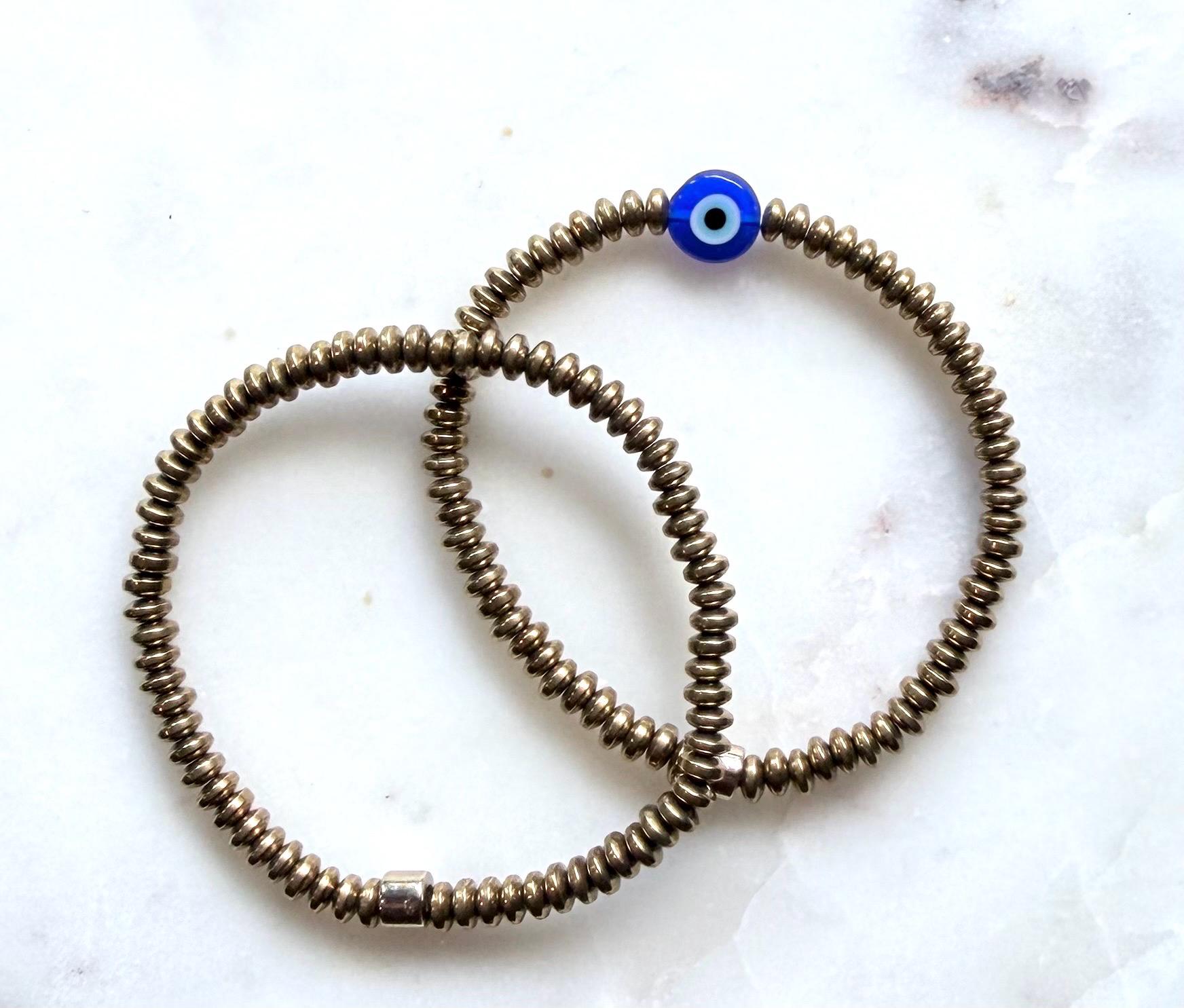 The Collected Mykonos Stack | Gold Stacker & Evil Eye Bracelet Set