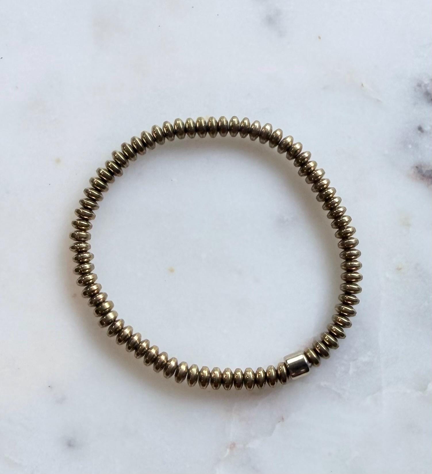 The Mykonos Stacker | Gold Hematite Rondelle Bracelet